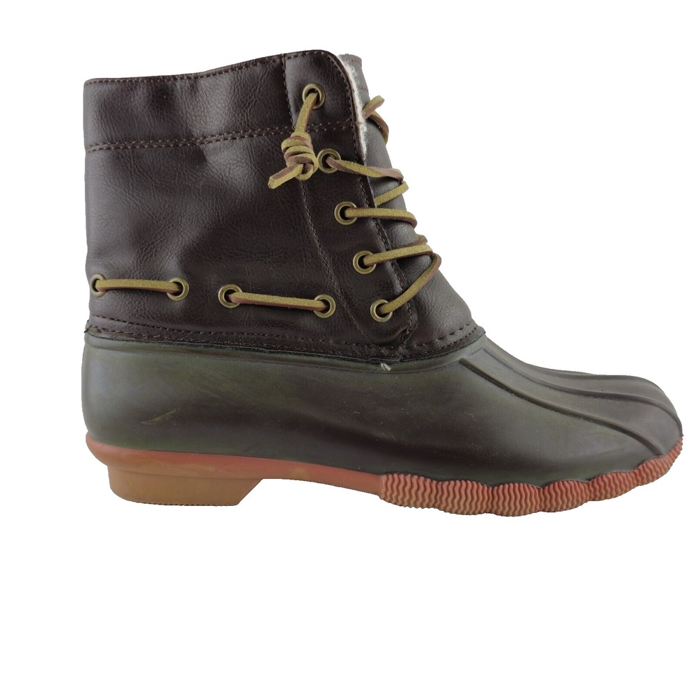 Seven7 Boots Womens 9 Rubber Duck Boots Faux Leather‎ Sheepskin Lining